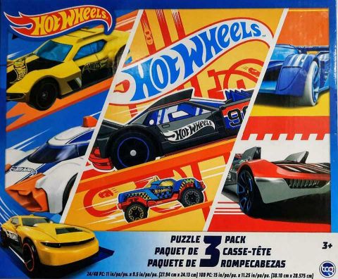 48 & 100 Pieces Hot Wheels Jigsaw Puzzle 3 Pack 24 