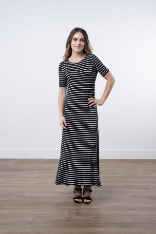 maxi dress striped black and white